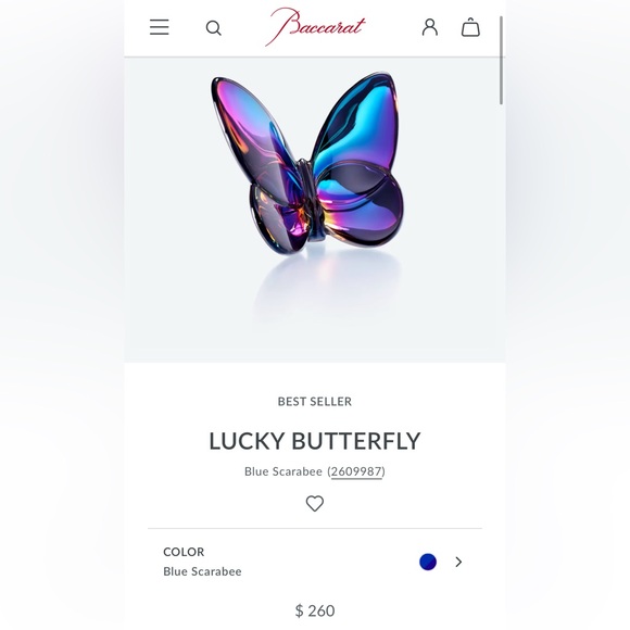 NIB ✨ Baccarat Papillon Crystal Lucky Butterfly in Blue Scarabee - Picture 6 of 6